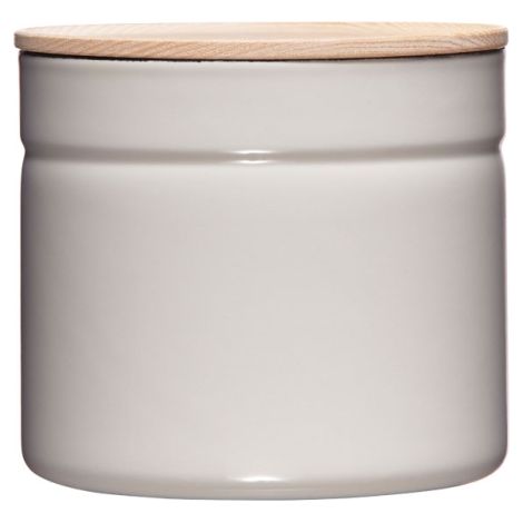 Riess Vorratsdose mit Eschenholzdeckel Ø13cm 1,26L Grey Emaille