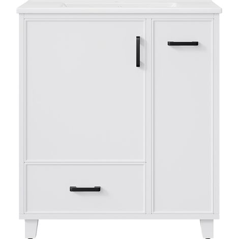 Badezimmer-Unterschrank mit Keramikwaschbecken 76,5 x 47 x 82 cm, weiß (1/5)
