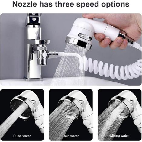 Douchette Pour Lavabo - Tuyau Télescopique 1,5 M - Trois Modes Découlement - Pour Robinet Évier Ou Bidet (1/4)