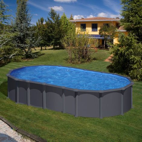 Piscina fuori terra in acciaio 730x375x132 cm effetto grafite