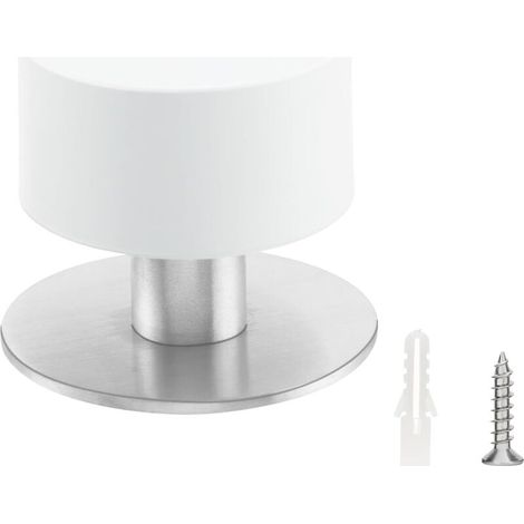 Fermaporta autofilettante con corpo in gomma bianca e acciaio inox - fermaporta robusto e insonorizzato. (1/4)