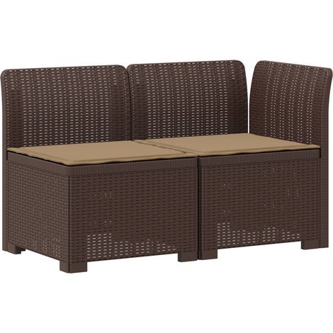 Maison Exclusive - 2-Sitzer Garten-Sofa mit Kissen Rattan-Look PP (1/5)
