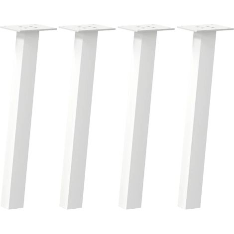 Lot de 4 pieds de table basse modernisés 42 cm avec patins antirayures en acier blanc