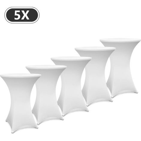 SWANEW Set di 5 copritavolo bianchi per tavolo pieghevole alto 105 cm.Bianco. Ø 60-65 cm (1/5)
