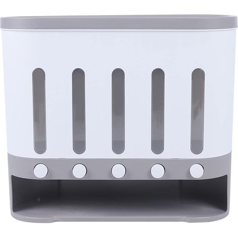 Distributeur de Nourriture Sèche Fixé au Mur, Distributeur de Stockage à 5 Grilles 10L, Boîte de Stockage de Fruits pour Aliments Secs pour la Maison et la Cuisine (1/5)
