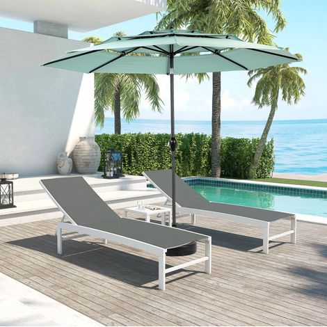Parasol de jardin 300 cm, inclinable 3 positions, en acier, vert clair, sans base, pour jardin et terrasse (1/5)