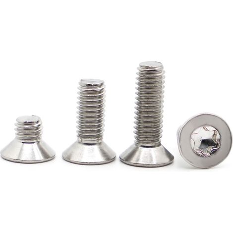 50 vis Torx à tête fraisée en acier inoxydable 304 avec six goujons (5 mm, M1.4, M1.6, M2, longueur