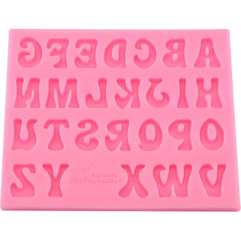 Moule à Chocolat Fondant en Silicone, Ensemble de Moules en Silicone Alphabet de qualité Alimentaire, Moule de Cuisson DIY pour Fête D'anniversaire, Rose, 1 Pièce (PINK) (1/5)