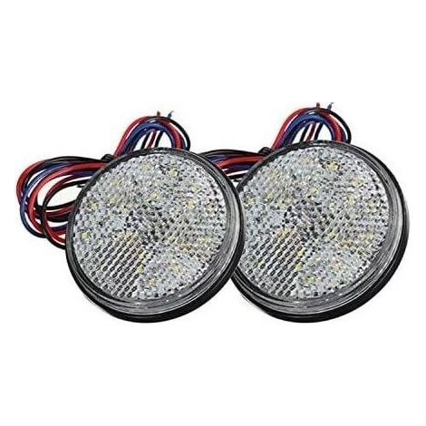 Feux de Remorque LED, 12V Feu Arriere pour Remorque 2PCS remorque Voiture Feu de Freinage Réflecteur Rond LED Feu de Gabarit LED pour Camion de Moto Automobile (Blanc) (1/4)