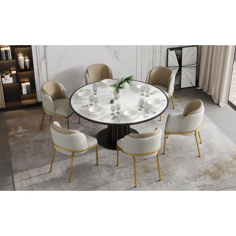 2er-Set Esszimmerstühle 55 x 55 x 85 cm mit verstellbaren Füßen, Beige OKMYHOME (1/5)