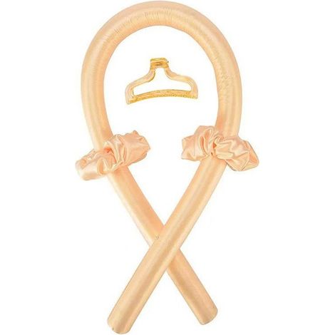 Bandeau à bigoudis sans chaleur, ruban de soie, bigoudis avec pince à cheveux, boucles naturelles et souples, accessoire de coiffure idéal pour la nuit, couleur or champagne (1/5)