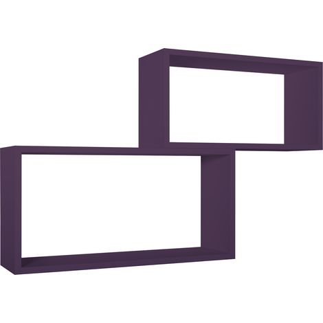 Mensola scaffale parete 2 pz viola rettangolare salotto camera soggiorno moderno Bislungo (1/5)