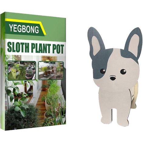 Pot de fleurs en bois en forme d'animal mignon de dessin animé - Vase - Jardinière - Pot de fleurs - Conteneur - Style chien