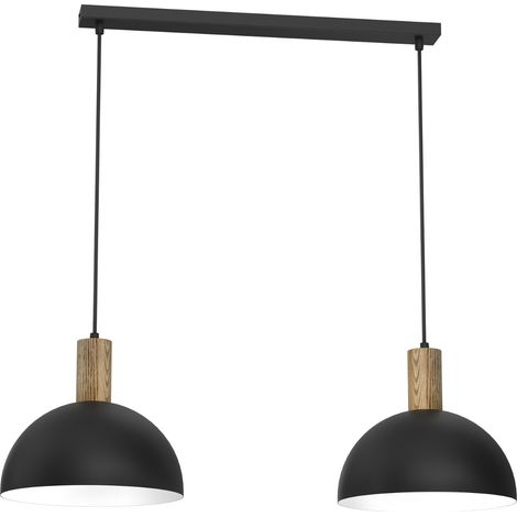 Lampada a sospensione Handa nera legno 2xE27 84cm