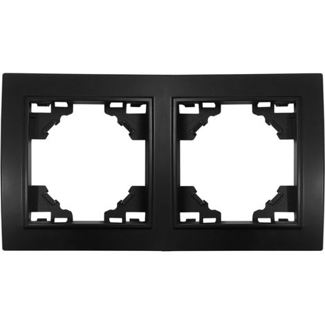 Rahmen 2-Fach für Steckdosen Schalter Unterputz 153x82x8mm horizontal Schwarz Matt