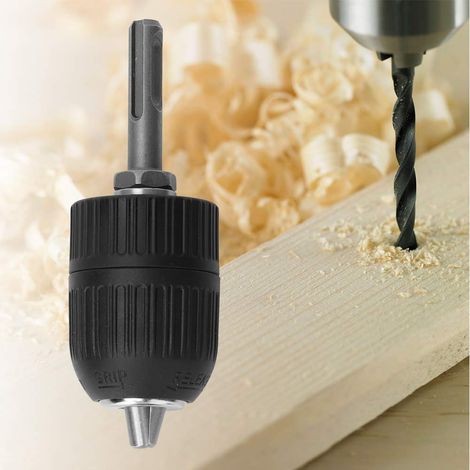 Mandrin de Perceuse Sans Clé, Mandrin Autobloquant 1/2-20UNF avec Tige de Connexion Ronde pour Foret à Percussion, Acier, Support de Conversion pour Outils Électriques (1/5)