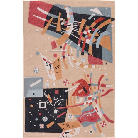 Tapis beige abstrait intérieur extérieur effet relief - 228 x 340 cm (1/5)