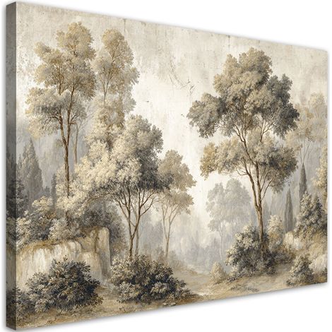Quadro su tela, Un pittoresco paesaggio boschivo in un contesto classico. - 60x40 (1/2)