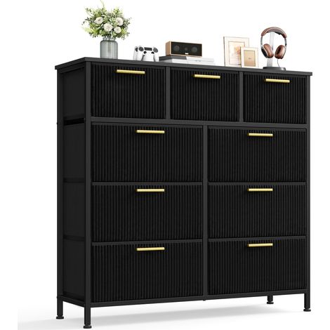 Commode Chambre, Velours Côtelé, 9 Tiroirs (1/5)