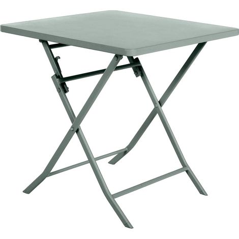 Hesperide – Table carrée pliante 70x70cm vert olive – Acier traité époxy – 2 places – Design compact pour balcon ou jardin