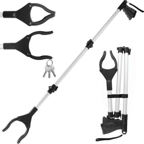 Pinces de ramassage télescopiques pivotantes, 108 cm, avec aimant intégré – pour personnes âgées et personnes à mobilité réduite – idéales pour ramasser déchets, objets au sol ou en hauteur – noir (1/5)