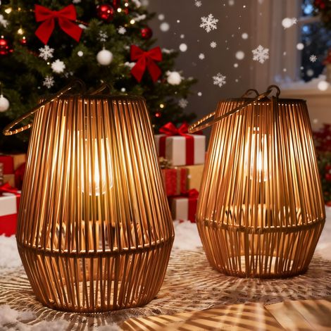 Lanterne Solaire Exterieur Jardin, Kagoling 2 Lampe Solaire Exterieur Ip65 Fait À La Main Suspendre Lanterne Solaire Idéales Pour Jardins Noël Halloween Balcon [Classe Énergétique A+++]
