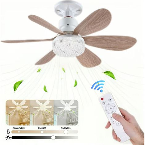 Ventilateur de plafond LED tricolore, six pales, éclairage de plafond à intensité variable, trois vitesses réglables, culot E27, 40 W, 52 cm (1/5)