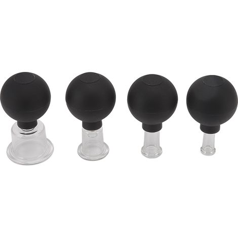 Ensemble de 4 ventouses en verre pour soulager les douleurs musculaires et articulaires du corps, du visage, des jambes, des bras, du dos, des épaules et des articulations. (1/5)