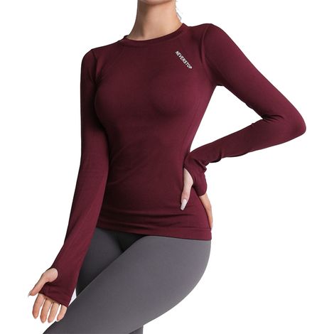 T-shirt manches longues pour homme femme, polyester respirant séchage rapide, col rond, vêtement de sport idéal pour course à pied yoga gym et entraînement fitness (1/5)