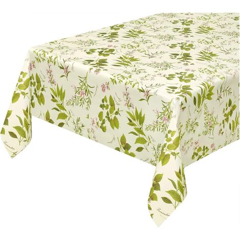 Tovaglia Cucina Antimacchia Plastificata Cerata Felpata Moderna Copritavolo Erbetta Natura - 120x260 cm