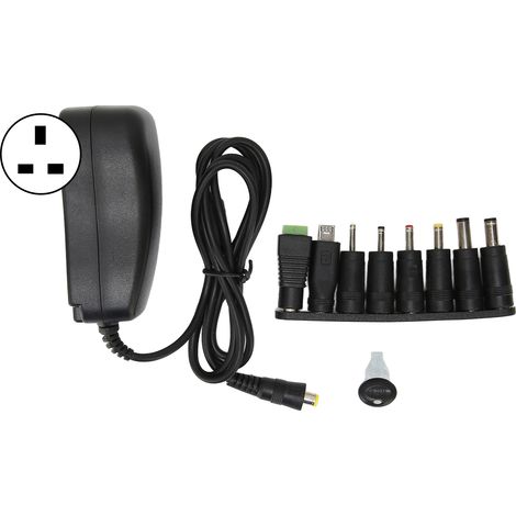 Adaptateur secteur universel multifonctionnel 30 W avec port USB et tension réglable (100-240 V, prise britannique). (1/5)