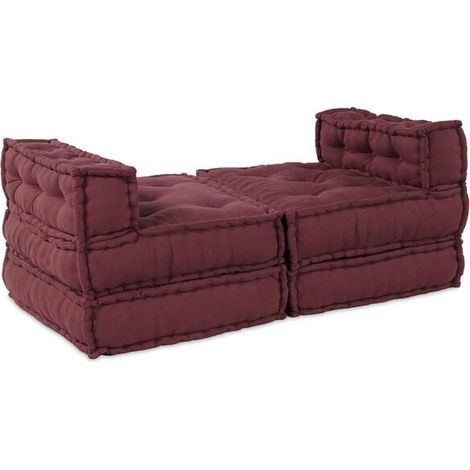 Ensemble de canapé modulaire quatre pièces, tissu marron. (1/5)