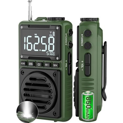 Radio numérique AM/FM avec bande météo et lampe torche, batterie rechargeable 850 mAh (1/5)