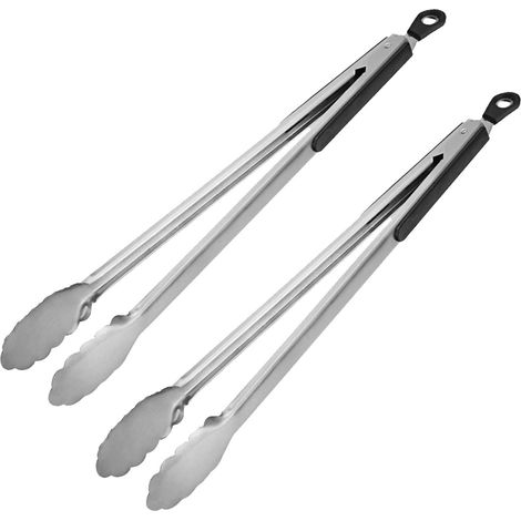 2PCS Pinces à Barbecue, Pinces à Pâtes au Charbon Pinces de Cuisine Longues Grille de Cuisson Longue12pouces Verrouillage 18/8 Pinces à Salade Résistantes à la Chaleur pour Service de Camping
