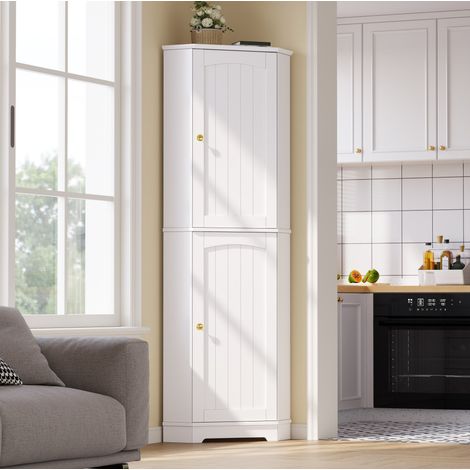 Eckschrank 42x42x166 cm aus weißem MDF mit Stauraum für die Küche – MEUBLIV (1/5)