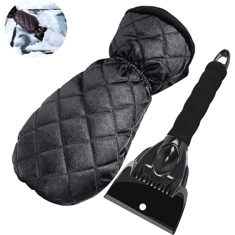 Raschietto per ghiaccio per auto con guanto, raschietto per ghiaccio per auto impermeabile e con rivestimento caldo, raschietto per neve per auto resistente con impugnatura ergonomica, raschietto per 