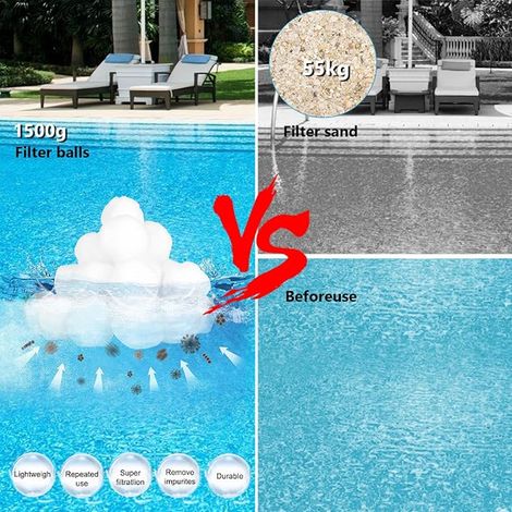 Pool Filter Balls Equivalent to Sand Filter, Reusable Pool Filter Ball, Suitable for Various Swimming Pool Filter Systems (1/2)