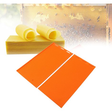 Molde flexible de silicona para colmenas, fabricado con cera de abeja  2 láminas naranjas de 5,4 mm para celdas de 43 x 22 cm  Prensa para cera y herramienta de repujado  Set de herramientas para apic (1/5)