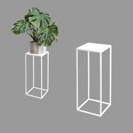 Soporte de pie para flores de metal estilo loft blanco de diseño moderno Evron S 19x19x47 (1/5)