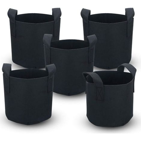 Lot De 5 Sacs De Plantation Non-Tissés De 38 Litres – 10 Gallons – 40 X 30 Cm – Avec Poignées De Transport - Pour Jardin, Serre, Etc. - Sac De Jardinière (1/4)