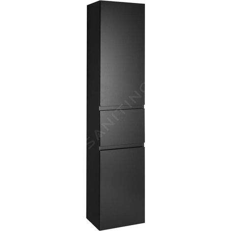 ALTAIR Armoire haute avec panier à linge 40x184x31cm, noir mat, gauche (1/5)