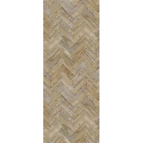 Panneau mural douche en alu-composite VIPANEL - Bois Décor Chevron Chêne - Finition Mat Perle - 100x255cm (1/5)
