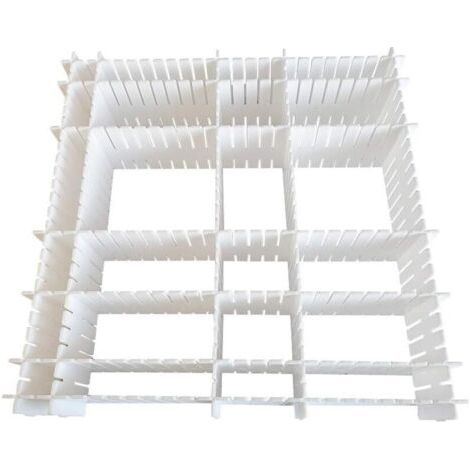 Organisateur de Tiroir, 12 Unité(s), Grille Diviseur de tiroir, Réglable, Séparateurs de Tiroir en Plastique pour sous-vêtements, Chaussettes, Ceintures, Fournitures de Bureau (Blanc) (1/5)
