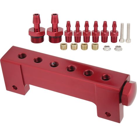 Collecteur d'aspiration universel à 6 ports 1/8" NPT, modification rouge (1/5)