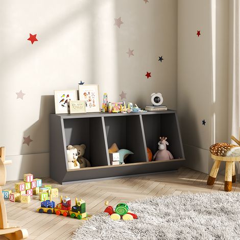 Grey MDF Stackable Open Style Toy Storage Organizer (1/5)