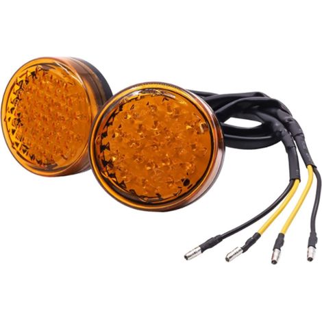 Motorcycle turn Signal Light Amber Feux Clignotants Ronds pour Moto Ambre,Universal 12V LED Réflecteur Feux Arrière de Position de Frein/Camion/Voiture/Camionnette (1/5)