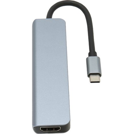 Hub USB C 6 en 1 avec HDMI, USB 3.0, USB 2.0, PD et lecteur de cartes mémoire - Gris (1/5)