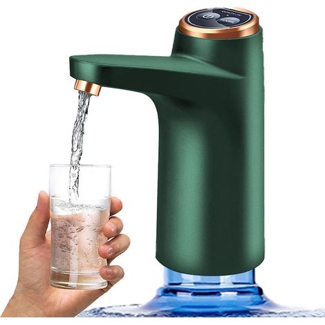 Distributeur d'eau 5 gallons, pompe à eau portable à double bouton, grande capacité avec charge USB, rechargeable, usage polyvalent pour bouteille d'eau, couleur verte (1/5)