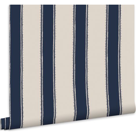Laura Ashley Denwick Vliestapet Streifen Midnight Seaspray 10mx52cm (1/4)