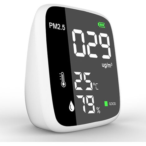 Irovami Détecteur PM2.5 rechargeable USB – Thermohygromètre – Idéal pour maison, qualité air, confort (1/5)